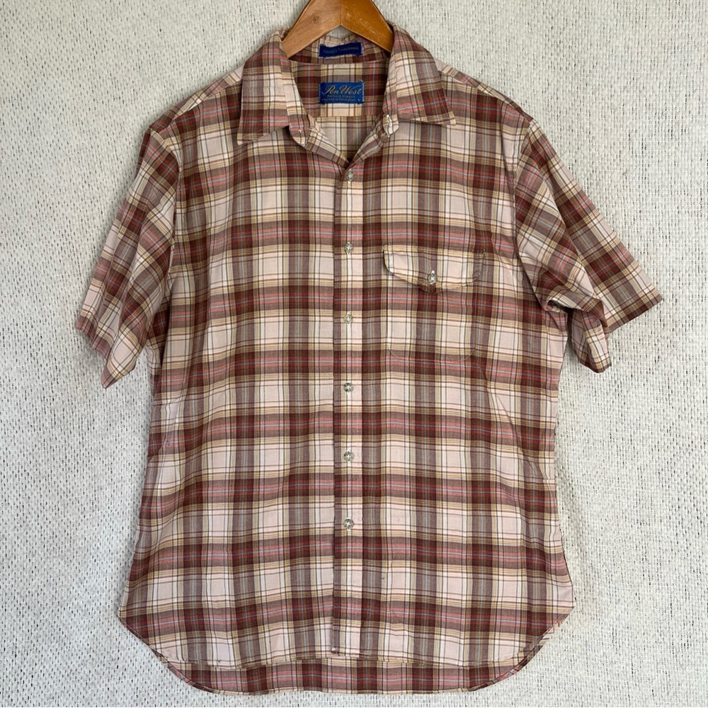 Vintage Pendleton Shirt Mens L Pen West Country Traditionals Plaid Single Stitch